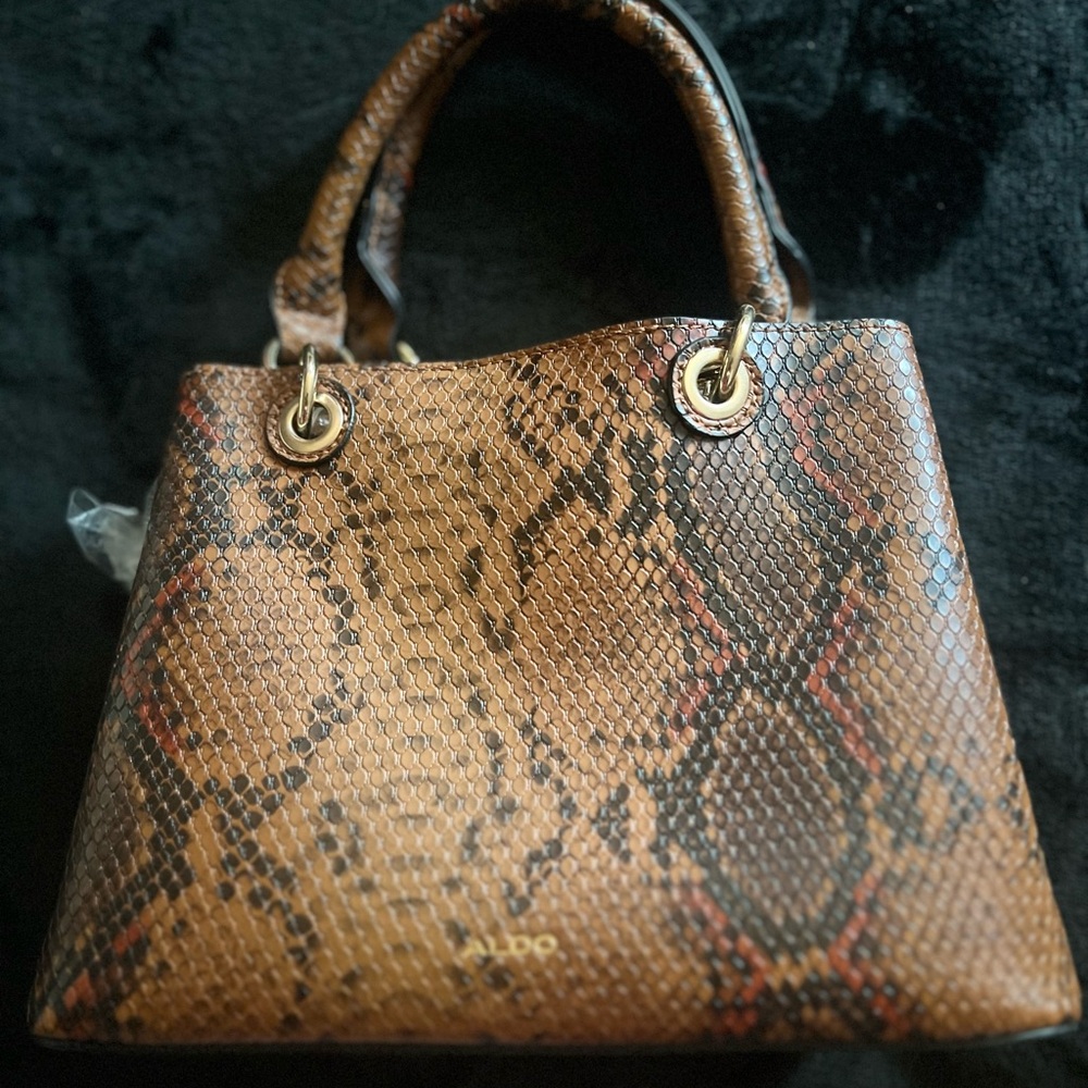 Aldo Brown Shoulder Bag with Snakeskin Pattern
